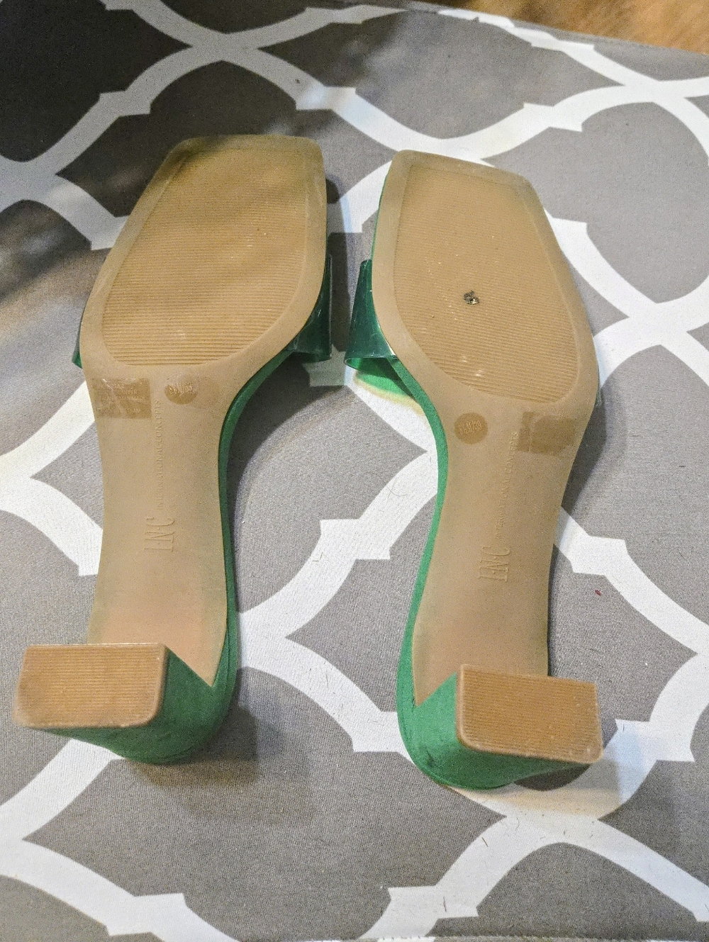 INC Green Clear Strap Block Heel Sandals - Picture 3 of 4